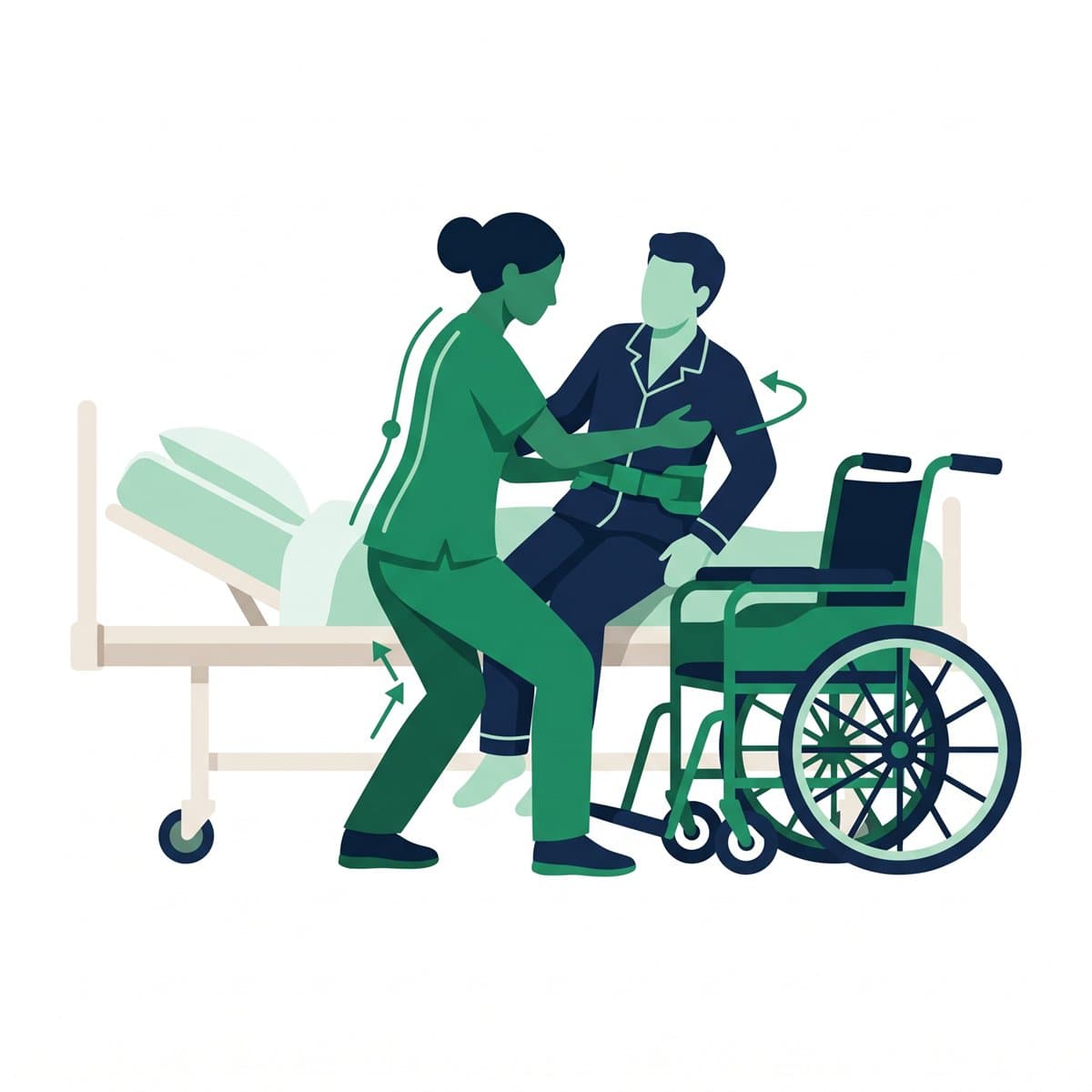 Profissional de saúde auxiliando pessoas com mobilidade reduzida
